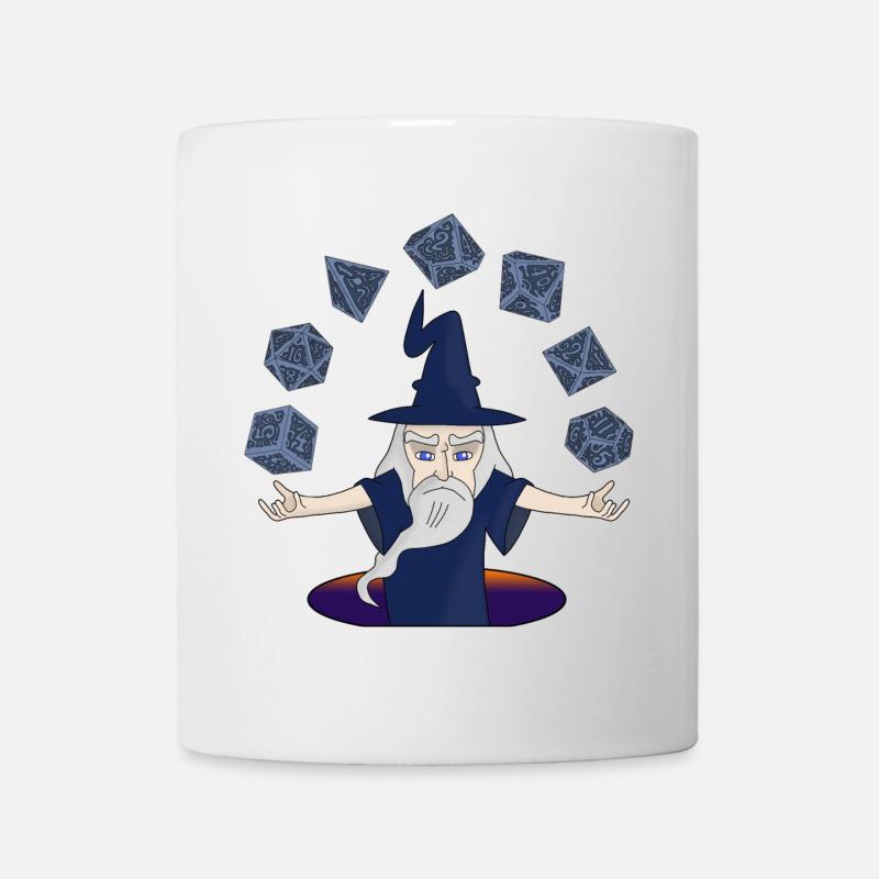 Ein Zauberer mit schwebenden Würfeln - Tasse - Weiß