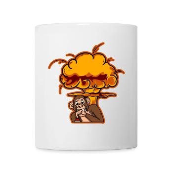 Monkey On The Button - Tasse - Weiß - Vorne