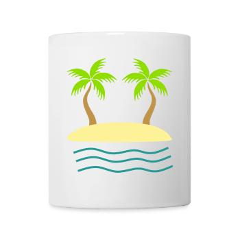 Palmier vert île mer - Mug blanc - blanc - Devant