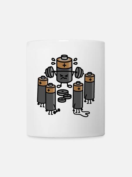 Battery Deadlifts Gym Powerlifting Bodybuilding - Mug - white