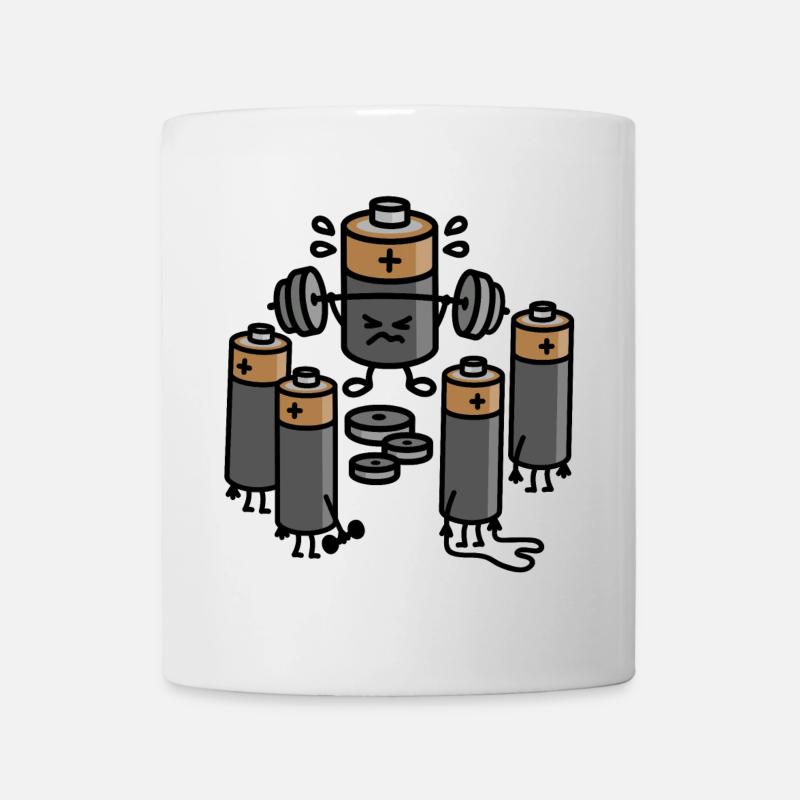 Battery Deadlifts Gym Powerlifting Bodybuilding - Mug - white