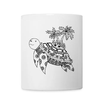 Schildkröte mit Insel auf dem Rücken - Tasse - Weiß - Vorne