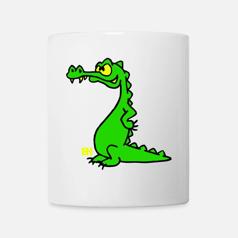 Smiling Crocodile, dreifarbiges Design - Tasse - Weiß