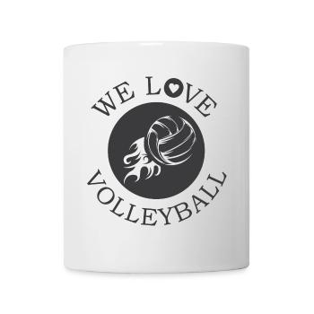 we love Volleyball Beachvolleyball Symbol Grafik - Tasse - Weiß - Vorne