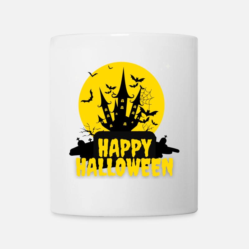 Château Halloween Silhouette Nuit - Mug blanc - blanc