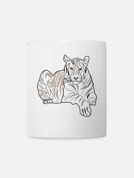 TIGRE COUCHÉ - Mug blanc - blanc