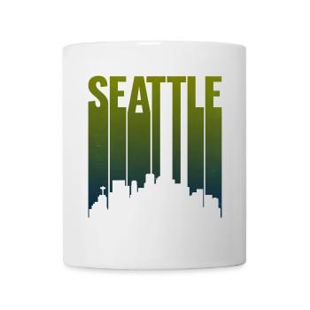 Dégradé vert de la silhouette de la ligne de Seattle - Mug blanc - blanc - Devant
