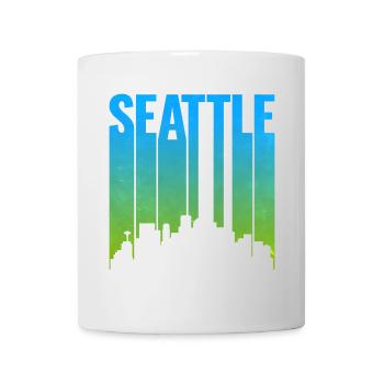 Seattle Neon Skyline Kunstdruck - Tasse - Weiß - Vorne