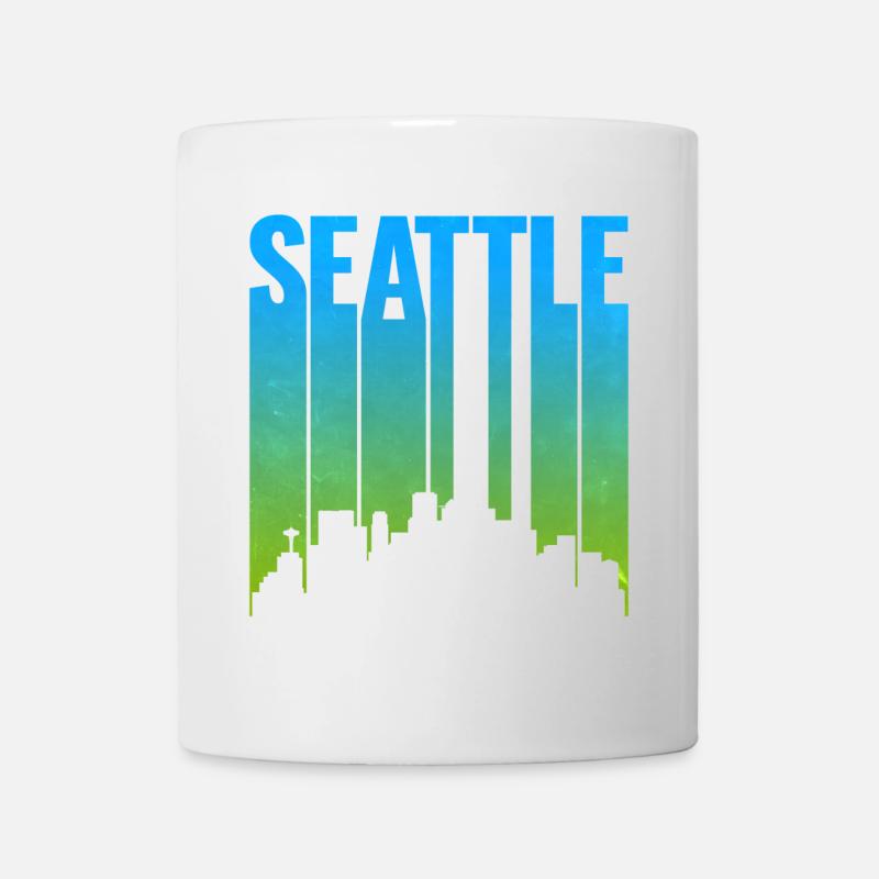 Seattle Neon Skyline Kunstdruck - Tasse - Weiß