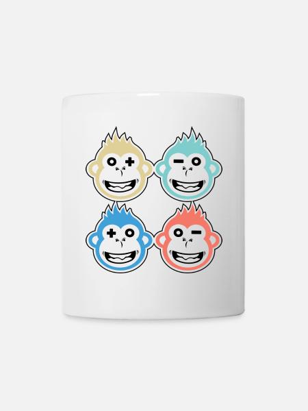 4 glückliche Affen - Tasse - Weiß