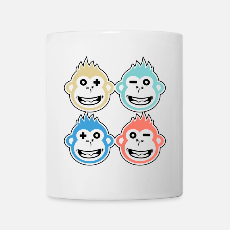 4 glückliche Affen - Tasse - Weiß