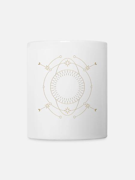 Golden Star Circle Orbit Design - Mug - white