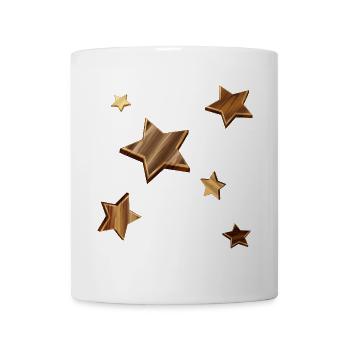Sterne in dunkler Holz Optik mit Maserung - Tasse - Weiß - Vorne
