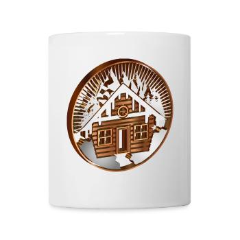 snow-covered hut in the mountains as a medallion - Mug - white - Front