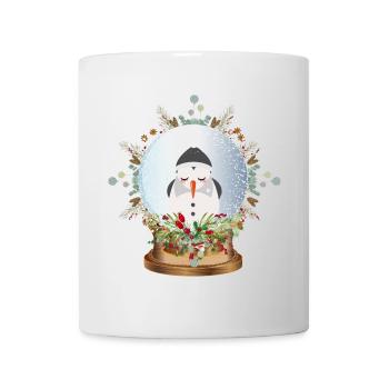 Belle boule à neige nostalgique avec bonhomme de neige - Mug blanc - blanc - Devant