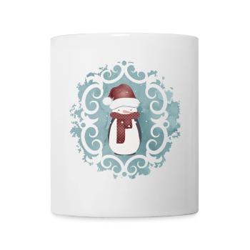 Snowman in Santa Claus look in winter - Mug - white - Front