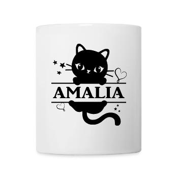 T-Shirt Amalia T-Shirt Geschenkidee Katze Katze - Tasse - Weiß - Vorne