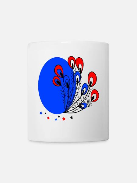 Osterei mit Pfauenfedern - Tasse - Weiß
