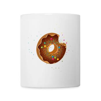 Beignet au chocolat mordu avec des pépites colorées - Mug blanc - blanc - Devant