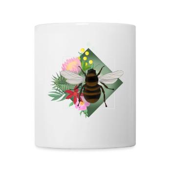 Bienen und Blumen Frühlingsdesign - Tasse - Weiß - Vorne