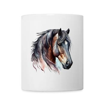 Watercolor portrait of a bay horse - Mug - white - Front