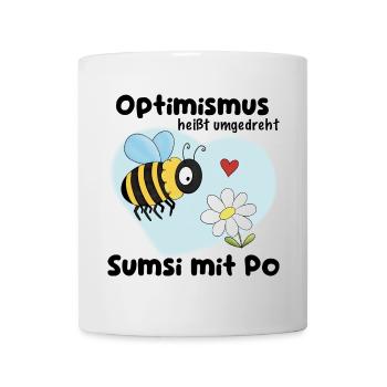Optimismus Sumsi mit Po - Lustiger Cartoon - Tasse - Weiß - Vorne