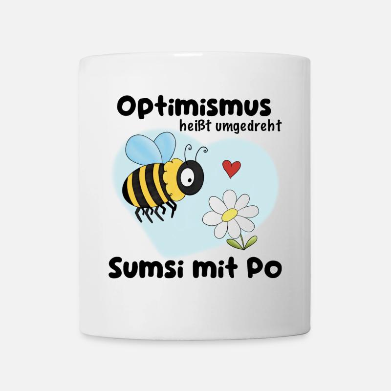 Optimismus Sumsi mit Po - Lustiger Cartoon - Tasse - Weiß