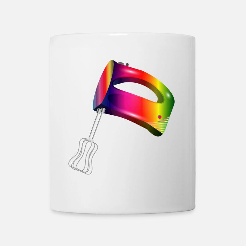 Mélangeur à main aux couleurs colorées de l’arc-en-ciel - Mug blanc - blanc