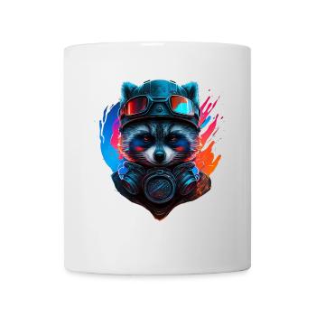 Raton Laveur Futuriste Aérien Neon - Mug blanc - blanc - Devant