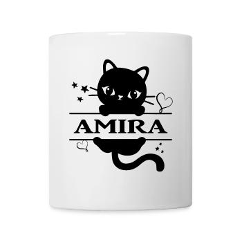 T-Shirt Amira T-Shirt Geschenkidee Gato Katze Chat - Tasse - Weiß - Vorne