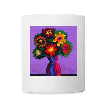 Blumenstrauß in der Vase - Tasse - Weiß - Vorne