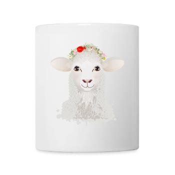 Ein niedliches Schaf mit Frühlings Kranz - Tasse - Weiß - Vorne