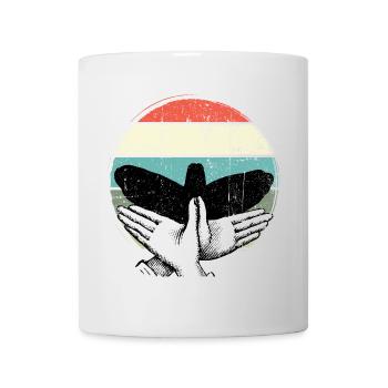 Retro-Sonnenuntergangsvogel-Silhouette - Tasse - Weiß - Vorne