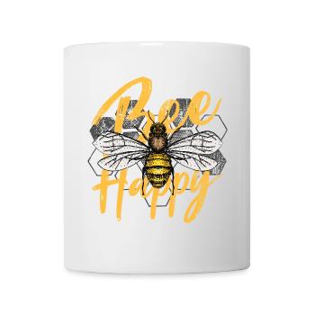 Bee Happy Illustration - Mug blanc - blanc - Devant