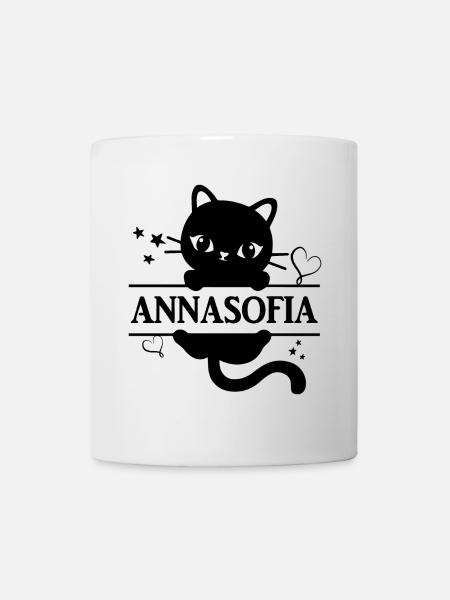T-Shirt Annasofia T-Shirt Katze Geschenkidee Katze - Tasse - Weiß