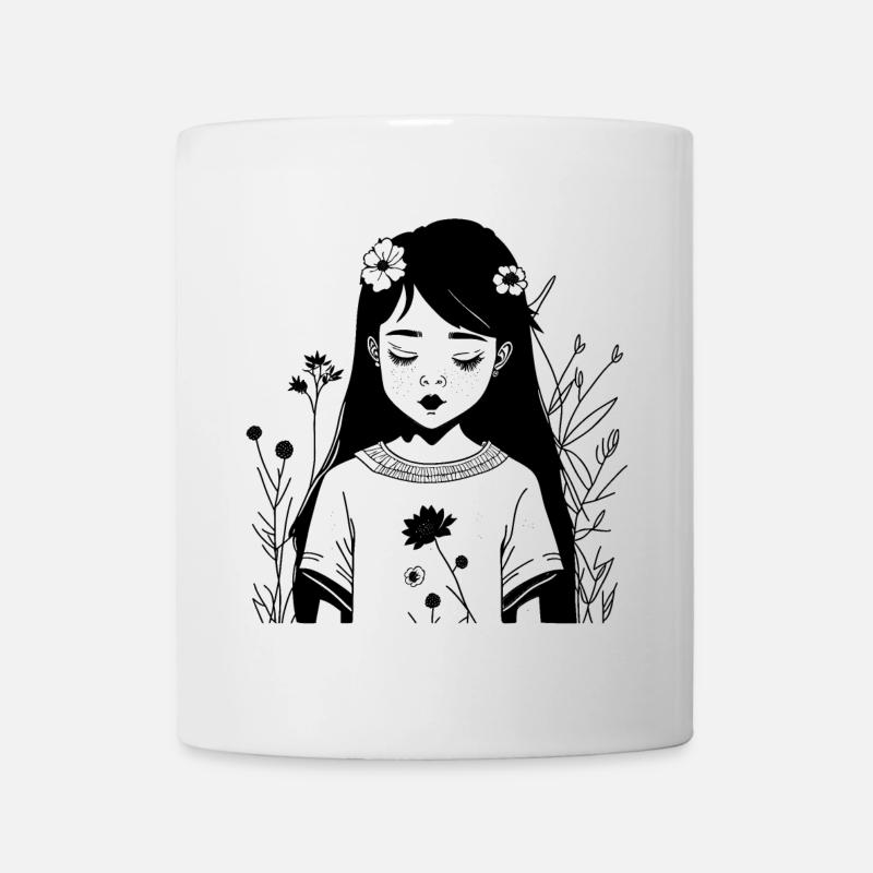 T-shirt abstrait à motif d’ondes cosmiques - Mug blanc - blanc