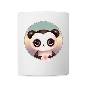 niedlicher Panda Bär mit einer Kirschblüte - Tasse - Weiß - Vorne