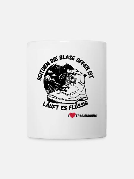 Blase offen - I love Trailrunning - Tasse - Weiß