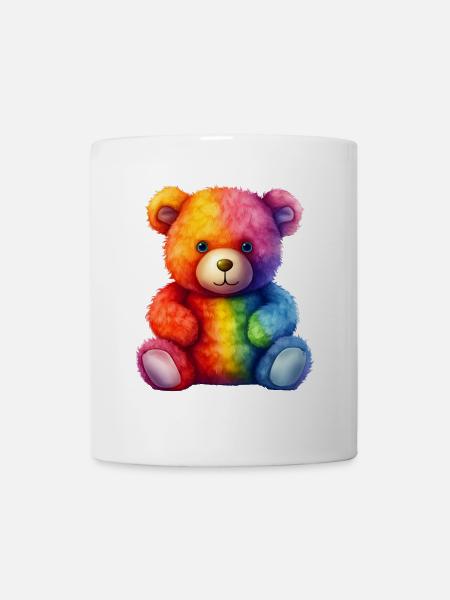 Rainbow Plush Bear Hug - Mug - white