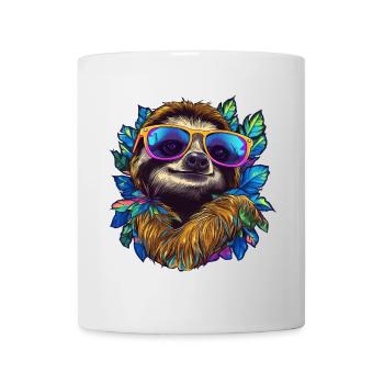 Faultier, Sonnenbrille, entspannt, gechillt, chill - Tasse - Weiß - Vorne