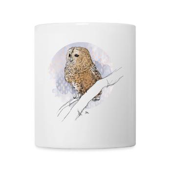 Little owl on pattern in pastel colors - Mug - white - Front