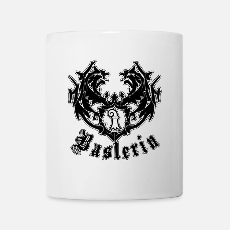 Wappen im Schwarzmetall-Stil: Baslerin - Tasse - Weiß