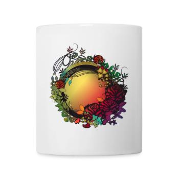 üppiger bunter Rosengarten in Jugendstil Optik - Tasse - Weiß - Vorne