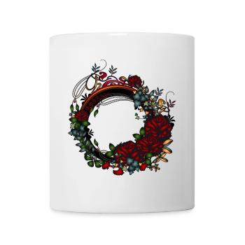 dunkler Jugendstil Rahmen Rosengarten bei Nacht - Tasse - Weiß - Vorne