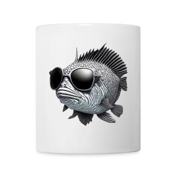 Gros poisson avec des lunettes de soleil - Mug blanc - blanc - Devant