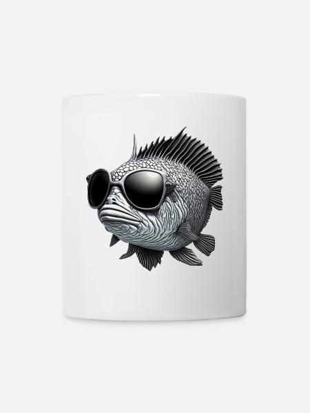 Großer Fisch mit Sonnenbrille - Tasse - Weiß
