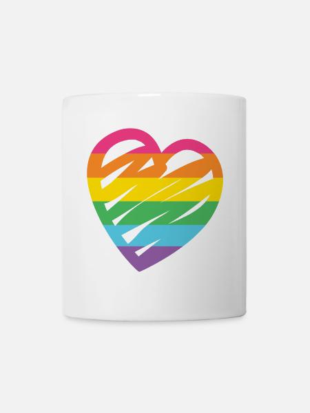 LGBTQ-Regenbogenherz - Tasse - Weiß