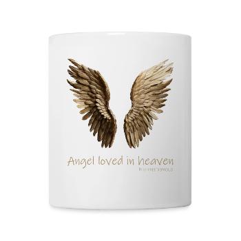 ANGEL LOVED IN HEAVEN Golden Wings Saying - Mug - white - Front