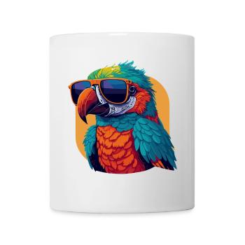 Farbenfroher Charmer: Retro Papagei T-Shirt - Tasse - Weiß - Vorne