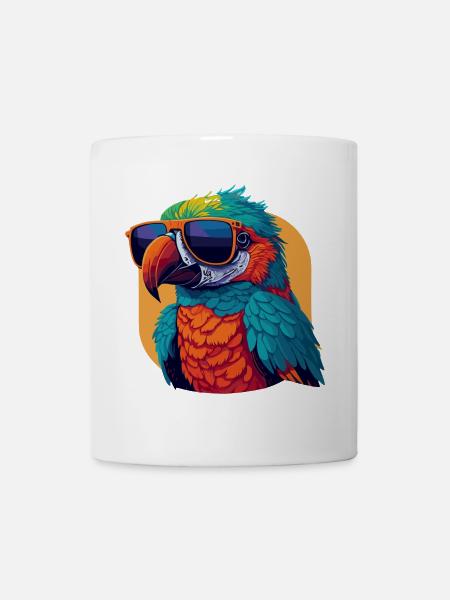 Charmeur coloré: T-shirt perroquet rétro - Mug blanc - blanc